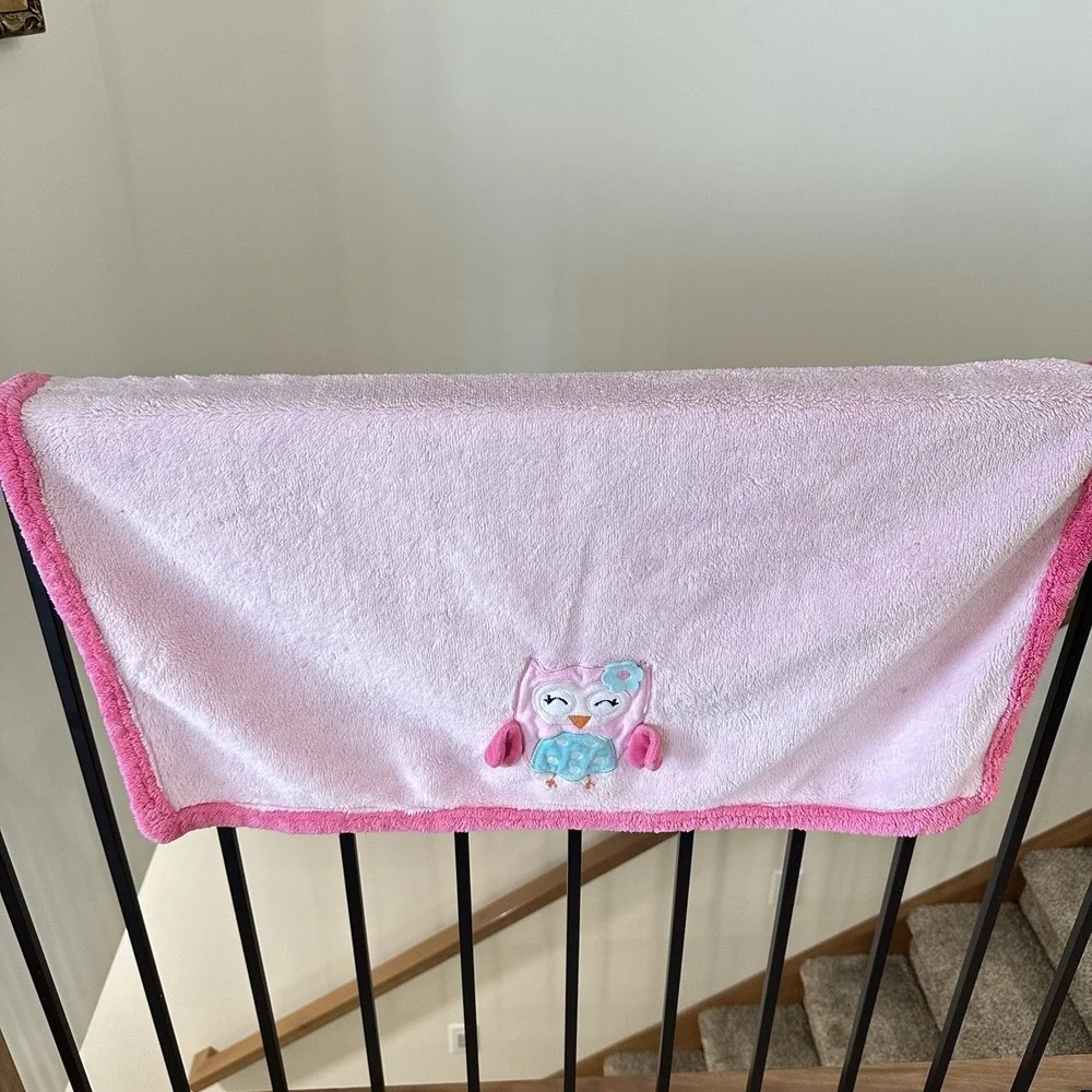 Baby Gear Pink Owl Plush‎ Fleece Girl Baby Security Blanket Lovey Aqua Blue Pink